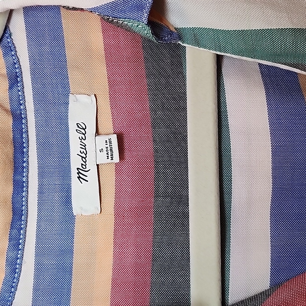 Madewell Preppy Courier Button-Back Shirt in Festival Stripe Size Small - Picture 10 of 16